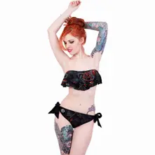 Ladies Bikini: Burnt Rose (Black) (All Over Print) thumbnail