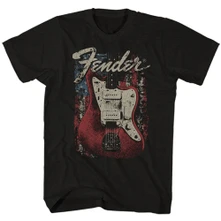 Fender, Tričko Distressed Guitar, Unisex, Čierna