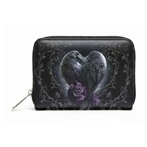 Zip Top Purse: Raven Heart (Black)