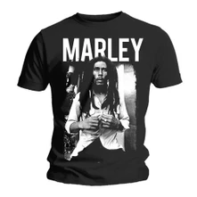 Bob Marley, Tričko Black & White, Unisex, Čierna