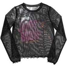 Croptop Ladies Long Sleeve Mesh Crop Top: Mr Dynamite (Black)