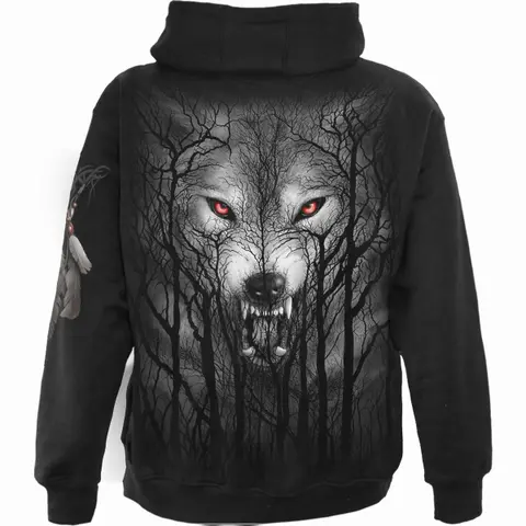 Spiral – Mikina na zips Forest Wolf (Čierna), Unisex, Čierna
