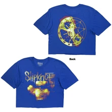 Croptop Ladies Crop Top: Flames Tribal S Logo (Blue) (Back Print)