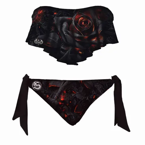 Ladies Bikini: Burnt Rose (Black) (All Over Print)