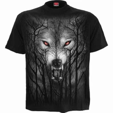 Tričko Unisex T-Shirt: Forest Wolf (Black) (Back Print)