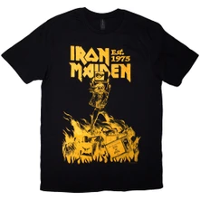 Iron Maiden, Tričko Est. 1975 Holy Smoke Jumbo Yellow, Unisex, Čierna