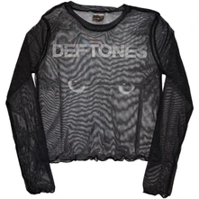 Croptop Ladies Long Sleeve Mesh Crop Top: Sphynx (Black)