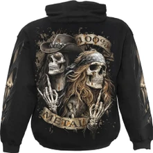 Mikina Unisex Pullover Hoodie: Pure Metal (Black) (Back & Sleeve Print)