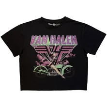 Croptop Ladies Crop Top: Neon Retro Pin Up Rider (Black)