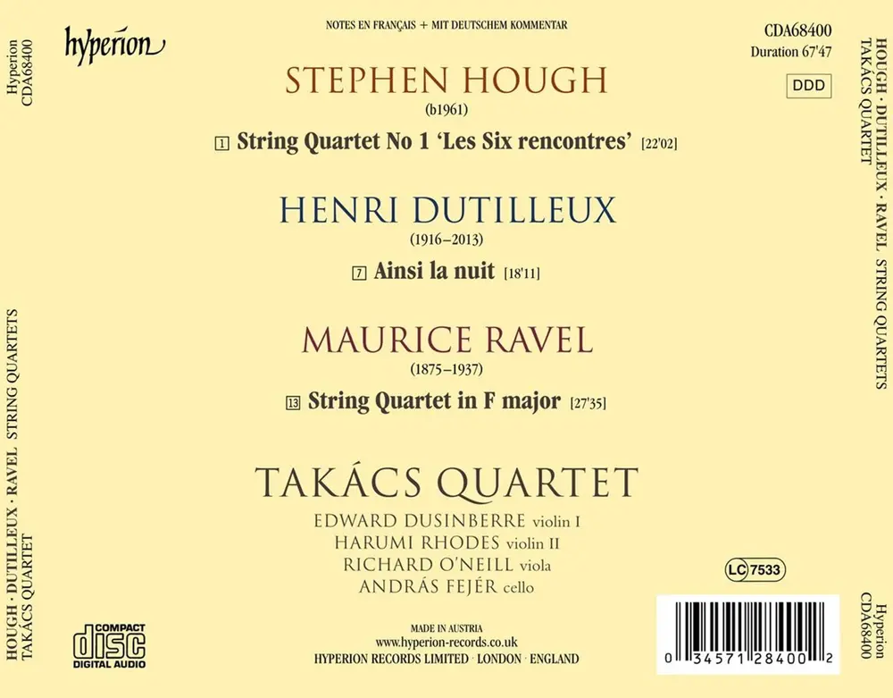 HOUGH, DUTILLEUX & RAVEL STRING QUARTETS