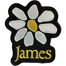 James, Nažehlovačka Woven Patch: Yellow Logo White Daisy