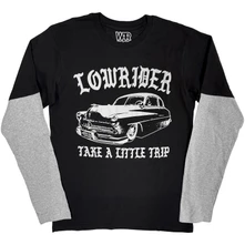 Tričko s dlhým rukávom Unisex 2 In 1 Layered Long Sleeve T-Shirt: Low Rider (Black & Grey)
