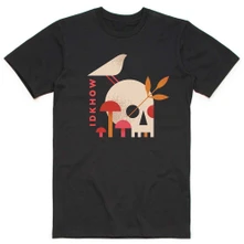 iDKHOW, Tričko Mushroom Skull, Unisex, Čierna