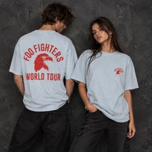 Foo Fighters, Tričko Unisex Unplugged T-Shirt: Eagle World Tour (Light Blue) (Back Print), Modrá