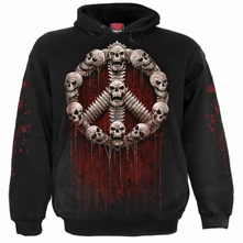 Mikina Unisex Pullover Hoodie: War Kills (Black) (Back & Sleeve Print)
