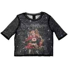 Croptop Ladies Long Sleeve Mesh Crop Top: Mellon Collie (Navy)