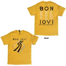 Unisex T-Shirt: Tour '87 Road Sign (Yellow) (Back Print) thumbnail