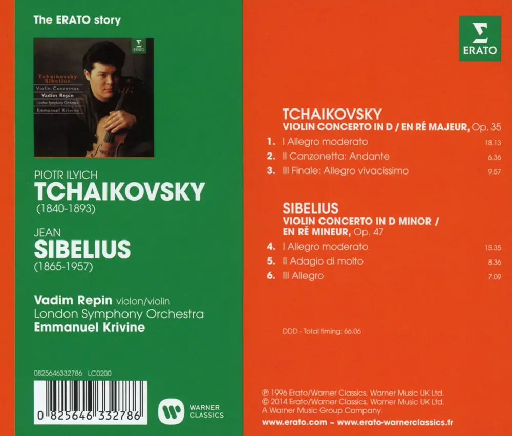THE ERATO STORY. TCHAIKOVSKY - SIBELIUS : VIOLIN CONCERTOS