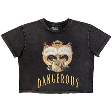 Croptop Ladies Stone Wash Crop Top: Dangerous (Charcoal Grey)