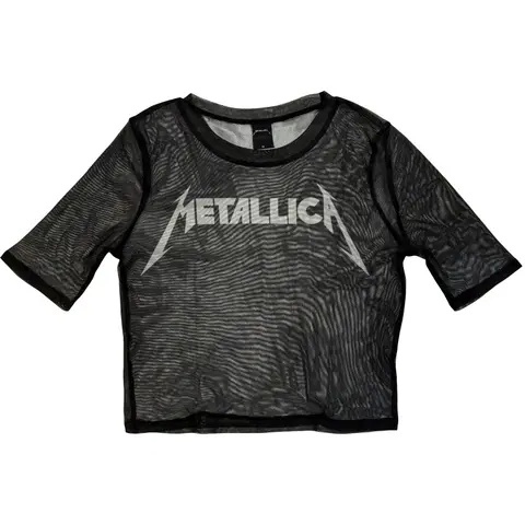 Ladies Mesh Crop Top: Logo (Black)