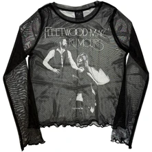 Croptop Ladies Long Sleeve Mesh Crop Top: Rumours (Black)