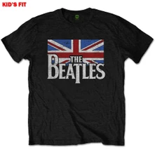 The Beatles, Tričko Dop T Logo & Vintage Flag, Dieťa, Čierna
