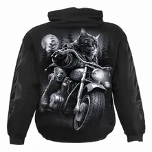 Unisex Pullover Hoodie: Nine Lives (Black) (Back & Sleeve Print) thumbnail