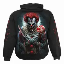 Unisex Pullover Hoodie: Trick Or Treat (Black) (Back & Sleeve Print) thumbnail