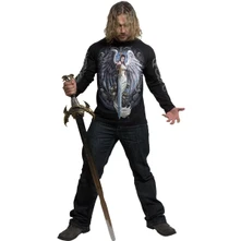 Unisex Long Sleeve T-Shirt: Angel Sword (Black) (Back & Sleeve Print) thumbnail
