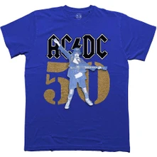 AC/DC, Tričko Gold Fifty, Unisex, Modrá