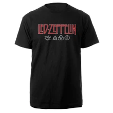 Led Zeppelin, Tričko Logo & Symbols, Unisex, Čierna
