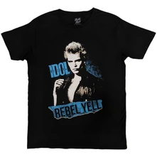 Billy Idol, Tričko Rebel Yell Blue, Unisex, Čierna