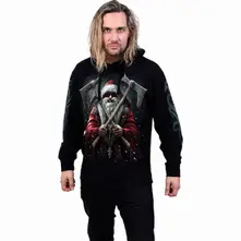 Unisex Pullover Hoodie: Sleigher (Black) (Back & Sleeve Print) thumbnail