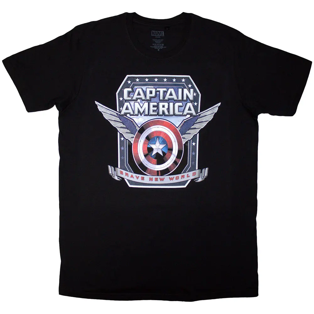 Captain America Brave New World Shield (Negru) (Tricou)