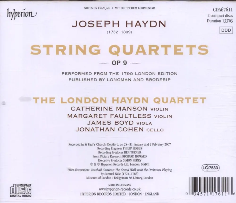 The London Haydn Quartet – HAYDN: STRING QUARTETS, OP. 9 (CD)
