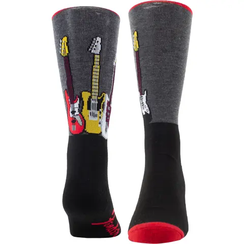 Unisex Crew Socks: Guitars (Black) (UK Size 6.5 - 11)