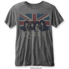 Queen, Tričko Vintage Union Jack, Unisex, Šedá