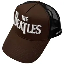 Unisex Mesh Back Cap: Drop T Logo & Apple (Brown & Black) thumbnail