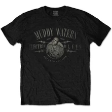 Muddy Waters, Tričko Electric Blues Vintage, Unisex, Čierna