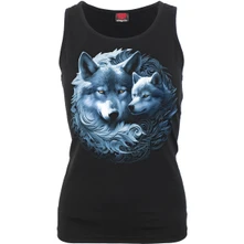 Tielko Ladies Razor Back Vest T-Shirt: Wolf Guardian (Black)