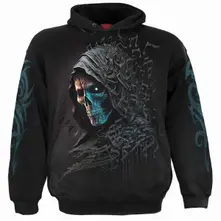 Unisex Pullover Hoodie: Midnight Blues (Black) (Back & Sleeve Print) thumbnail