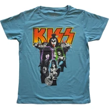 Kiss, Tričko Neon Band, Unisex, Modrá