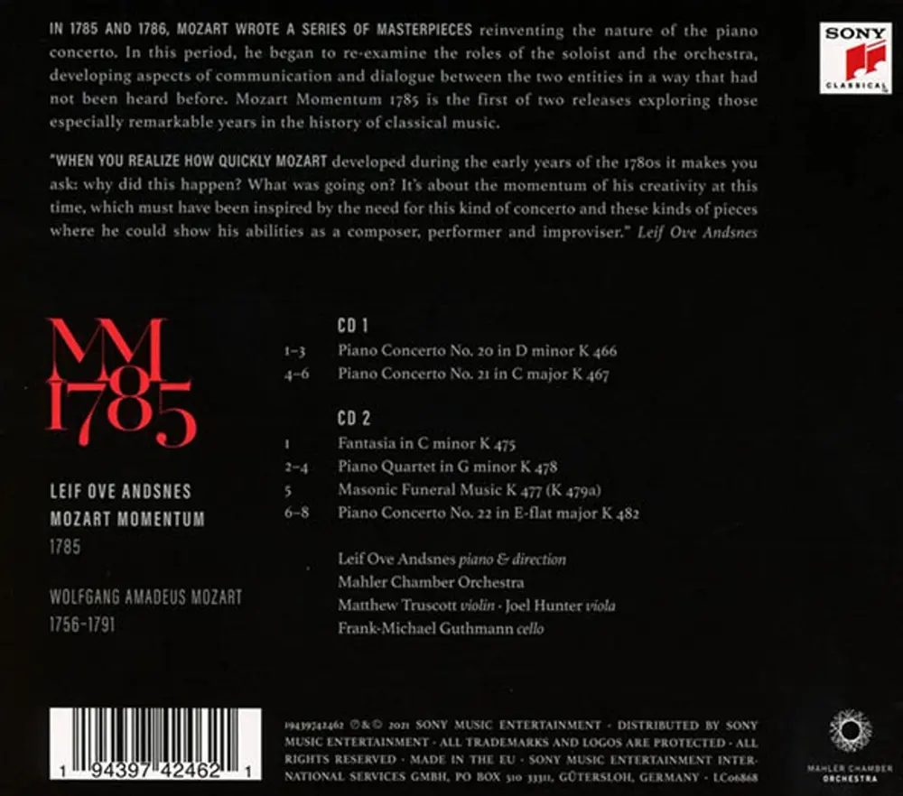 Leif Ove Andsnes – Mozart Momentum - 1785 (CD)