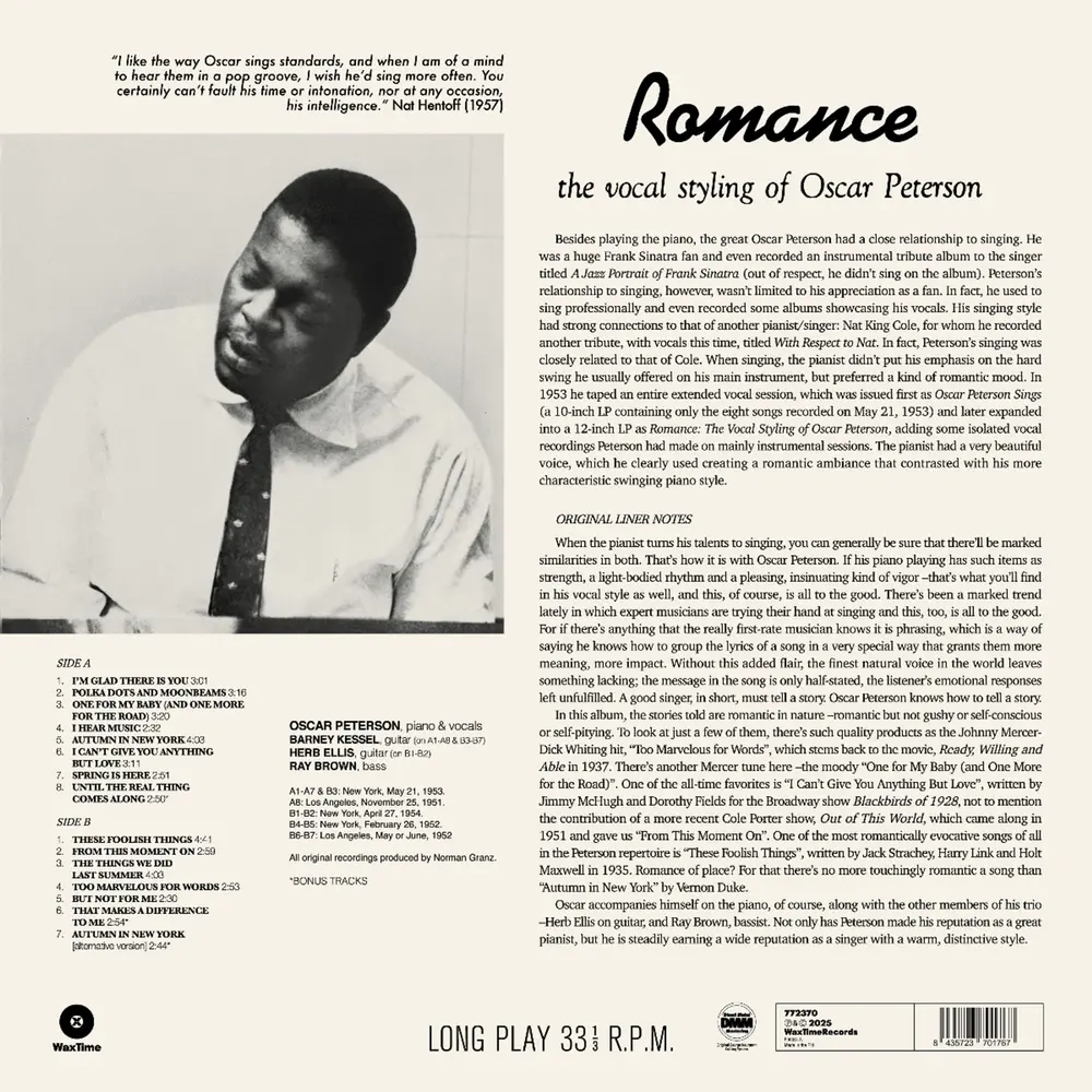 PETERSON, OSCAR - ROMANCE - THE VOCAL STYLING OF OSCAR PETERSON