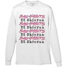 Ed Sheeran, Tričko s dlhým rukávom Bad Habits Stack, Unisex, Biela