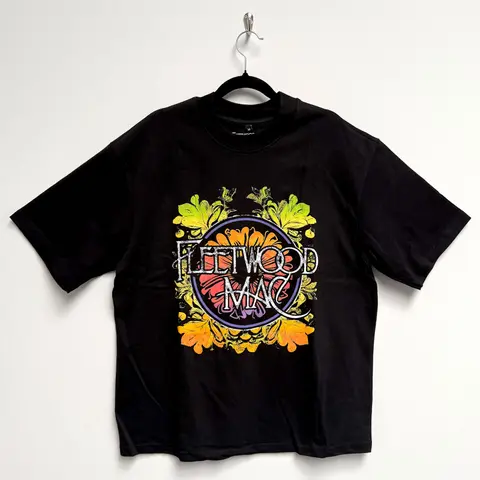 Unisex Oversized Boxy T-Shirt: Circle Floral Logo (Black)