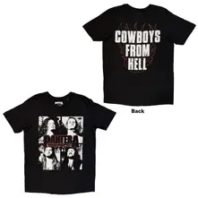 Unisex T-Shirt: Cowboys From Hell Flames (Black) (Back Print)
