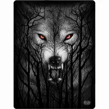 Fleece Blanket: Forest Wolf (Black) (Double Sided) (Double) thumbnail