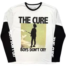 Unisex 2 In 1 Layered Long Sleeve T-Shirt: Boys Don't Cry Box (Black & White) (Sleeve Print) thumbnail