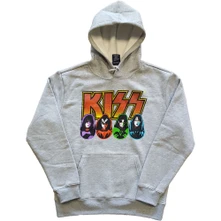 Kiss, Mikina Logo, Faces & Icons, Unisex, Šedá